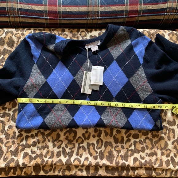 DANIEL CREMIEUX Mens argyle cashmere long sleeve sweater blues size M - Picture 8 of 10